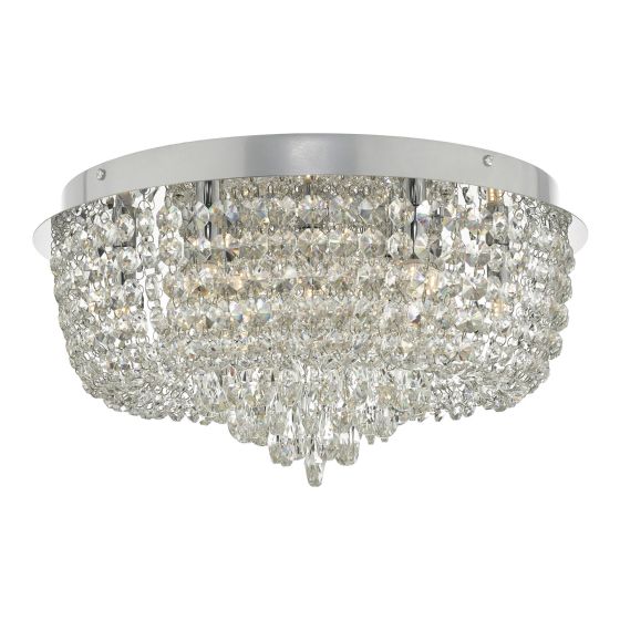 där lighting Eitan 9 Light Beaded Flush Clear and Polished Chrome