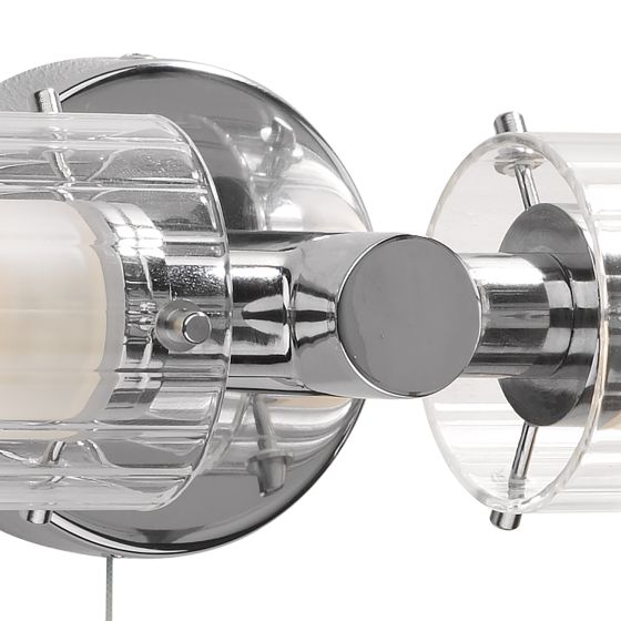 Där Lighting Elba Bathroom 2 Light Wall Light Polished Chrome Glass IP44