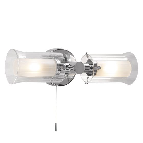 Där Lighting Elba Bathroom 2 Light Wall Light Polished Chrome Glass IP44