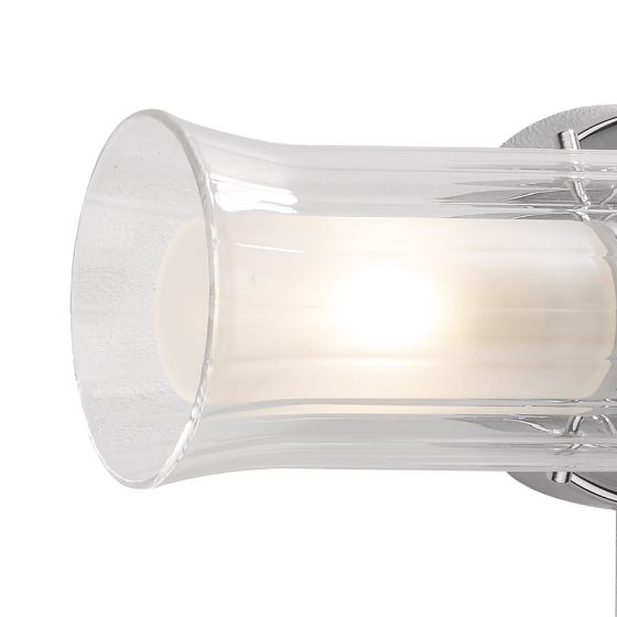 där lighting Elba Bathroom 2 Light Wall Light Polished Chrome Glass IP44