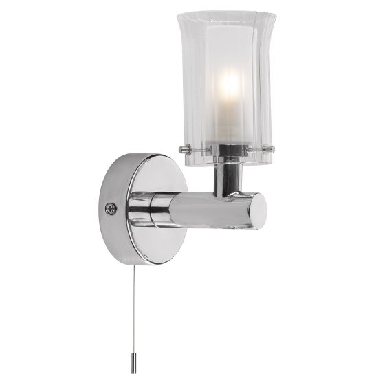 där lighting Elba Bathroom Wall Light Polished Chrome Glass IP44