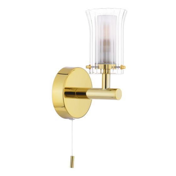 Där Lighting Elba Bathroom Wall Light Polished Gold Glass IP44
