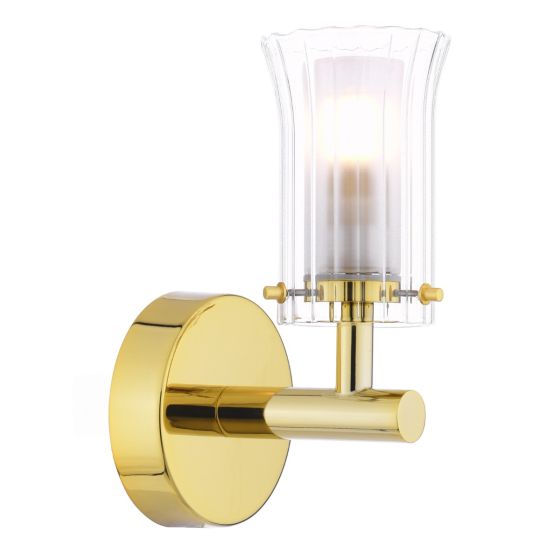 Där Lighting Elba Bathroom Wall Light Polished Gold Glass IP44