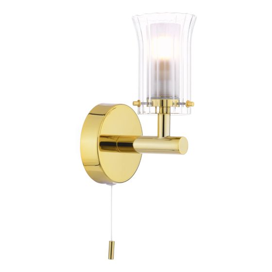 där lighting Elba Bathroom Wall Light Polished Gold Glass IP44