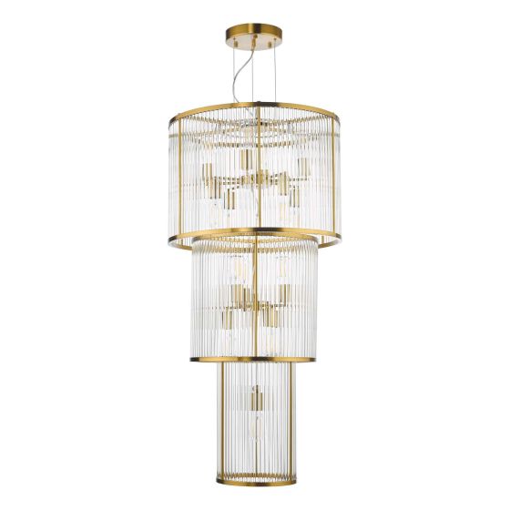 Där Lighting Eleanor 15 Light Chandelier Natural Brass Glass