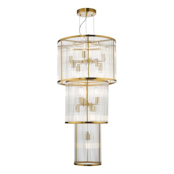 där lighting Eleanor 15 Light Chandelier Natural Brass Glass