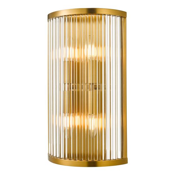 där lighting Eleanor 4 Light Wall Light Natural Brass Glass