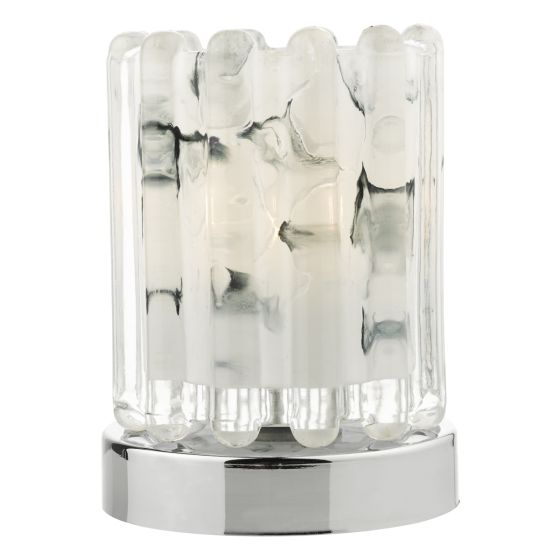 Där Lighting Elf Touch Table Lamp Polished Chrome With Ribbed Glass