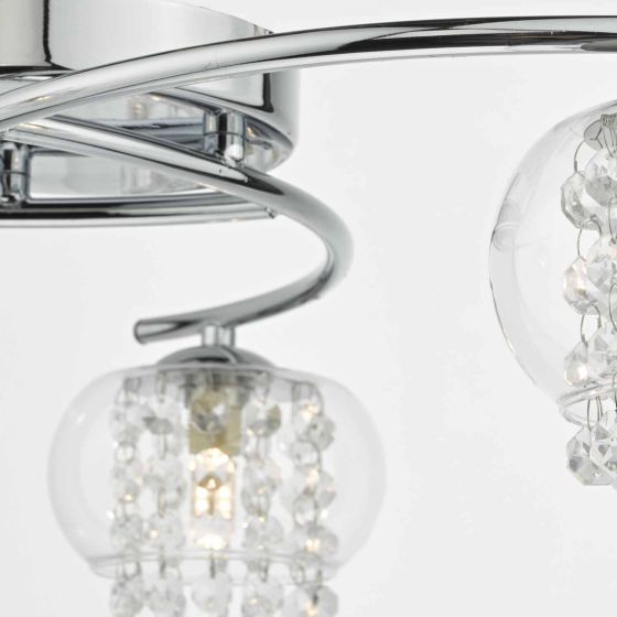 Där Lighting Elma 3 Light Semi Flush Polished Chrome Glass