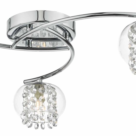 Där Lighting Elma 3 Light Semi Flush Polished Chrome Glass