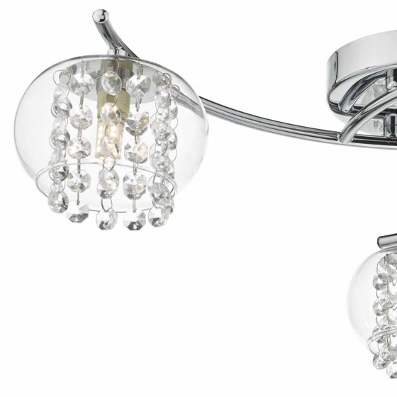 Där Lighting Elma 3 Light Semi Flush Polished Chrome Glass