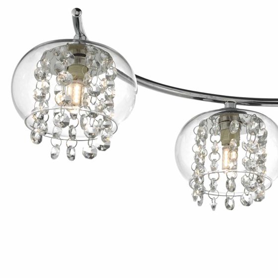 Där Lighting Elma 6lt Semi Flush Polished Chrome & Crystal