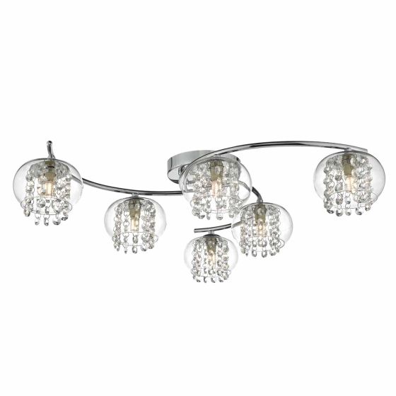 Där Lighting Elma 6lt Semi Flush Polished Chrome & Crystal