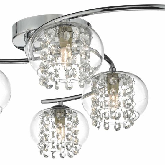 där lighting Elma 6lt Semi Flush Polished Chrome & Crystal