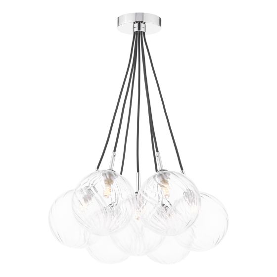 där lighting Elpis 7 Light Cluster Pendant Polished Chrome and Twisted Glass
