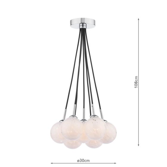 Där Lighting Elpis 7 Light Cluster Pendant Polished Chrome & Confetti Glass