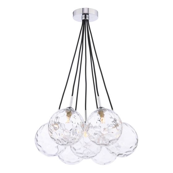 där lighting Elpis 7 Light Cluster Pendant Polished Chrome Moulded Glass