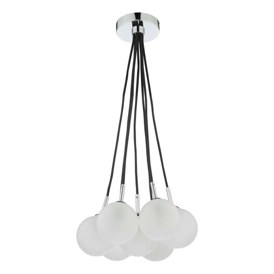 Där Lighting Elpis 7 Light Cluster Pendant Polished Chrome Opal Glass