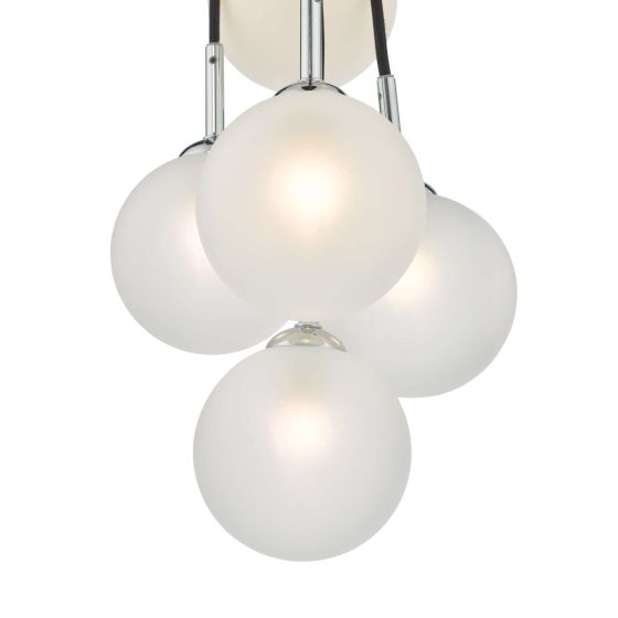Där Lighting Elpis 7 Light Cluster Pendant Polished Chrome Opal Glass
