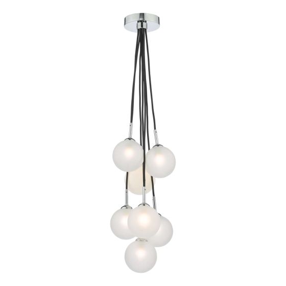 Där Lighting Elpis 7 Light Cluster Pendant Polished Chrome Opal Glass
