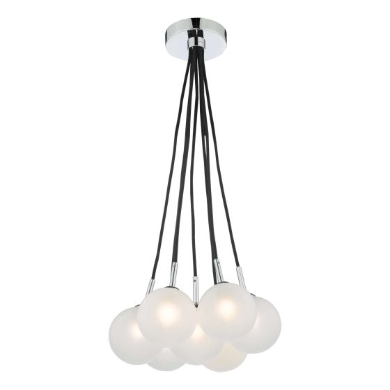 där lighting Elpis 7 Light Cluster Pendant Polished Chrome Opal Glass