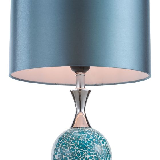 Där Lighting Elsa Table Lamp Polished Chrome Blue Mosaic With Shade
