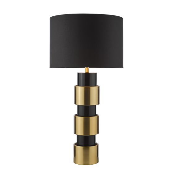 där lighting Elwyn Table Lamp Satin Gold and Satin Black With Shade