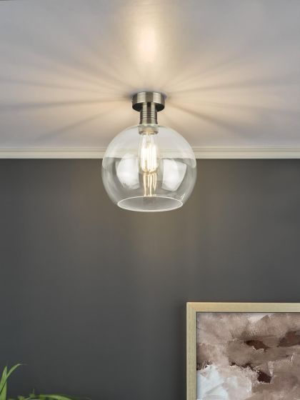 Där Lighting Emerson Semi Flush Antique Brass Round Clear Glass