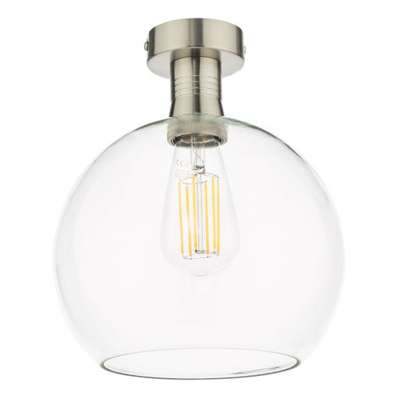 Där Lighting Emerson Semi Flush Antique Chrome Round Clear Glass