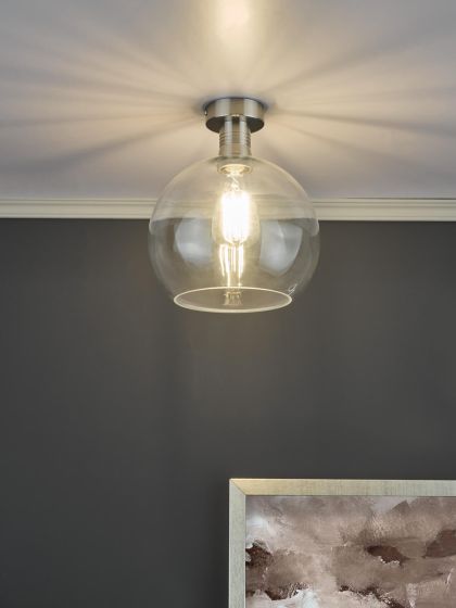 Där Lighting Emerson Semi Flush Antique Chrome Round Clear Glass