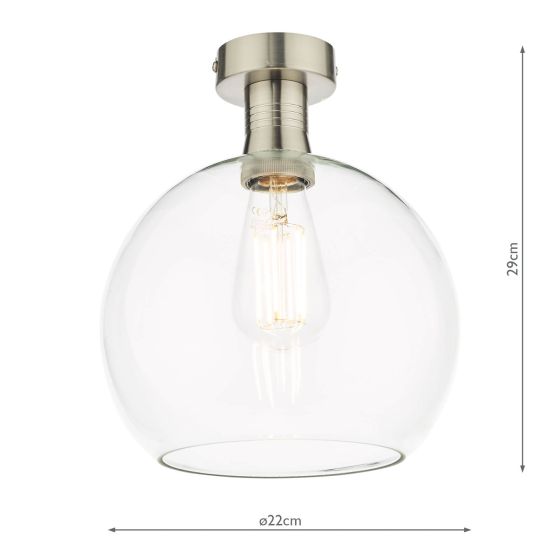Där Lighting Emerson Semi Flush Antique Chrome Round Clear Glass