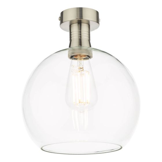 där lighting Emerson Semi Flush Antique Chrome Round Clear Glass