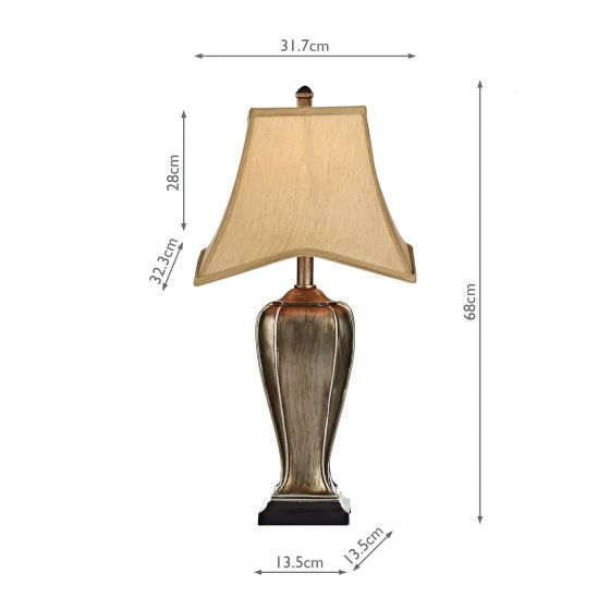 Där Lighting Emlyn Table Lamp Silver/Gold With Shade