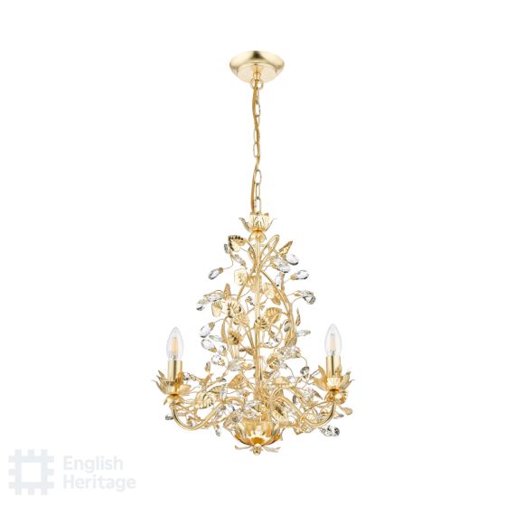 Där Lighting English Heritage Audley End 3 Light Pendant Gold Leaf