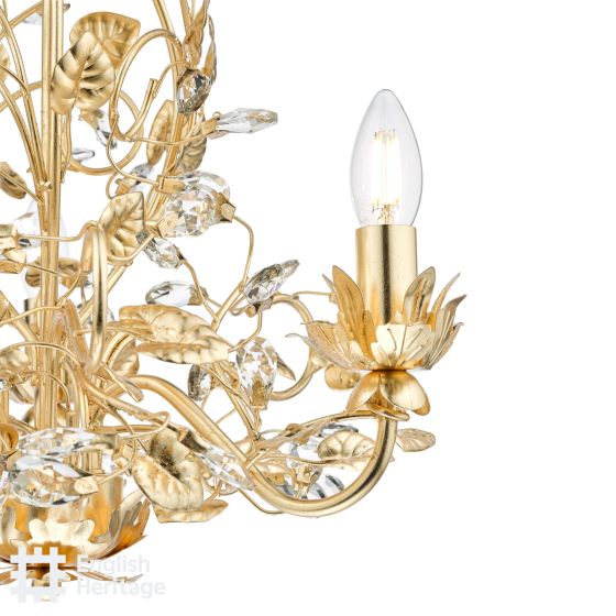 Där Lighting English Heritage Audley End 3 Light Pendant Gold Leaf