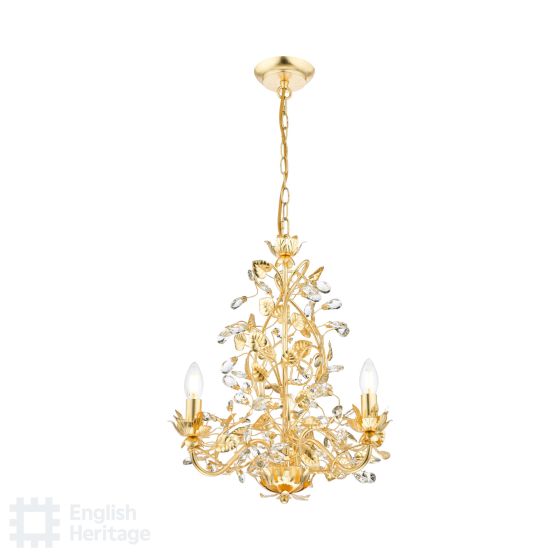 där lighting English Heritage Audley End 3 Light Pendant Gold Leaf
