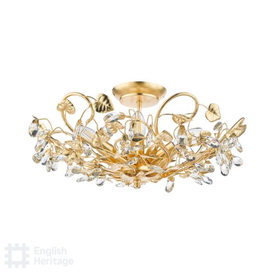 Där Lighting English Heritage Audley End 5 Light Semi-Flush Gold Leaf