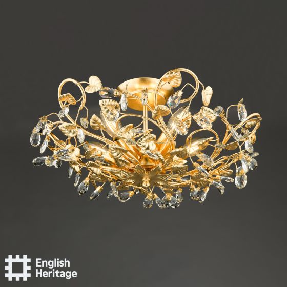 Där Lighting English Heritage Audley End 5 Light Semi-Flush Gold Leaf