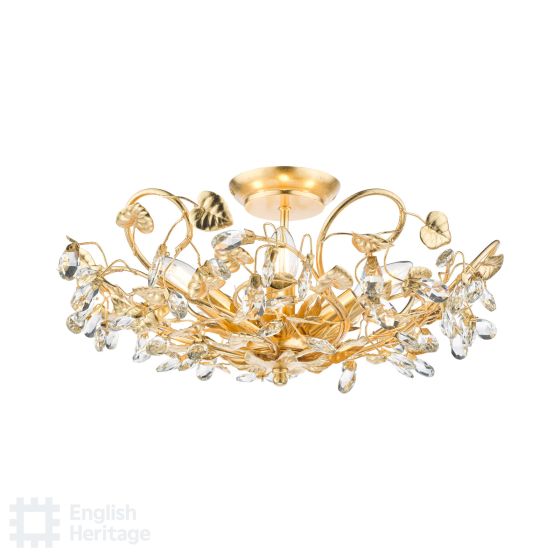 där lighting English Heritage Audley End 5 Light Semi-Flush Gold Leaf
