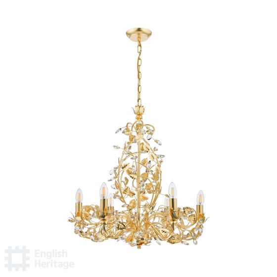 Där Lighting English Heritage Audley End 6 Light Pendant Gold Leaf