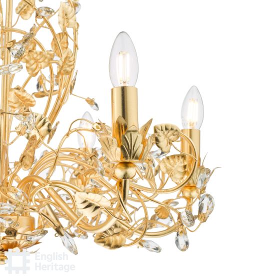 Där Lighting English Heritage Audley End 6 Light Pendant Gold Leaf