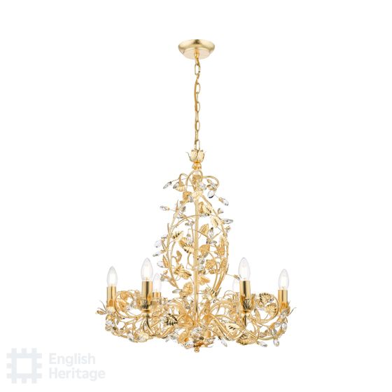 där lighting English Heritage Audley End 6 Light Pendant Gold Leaf