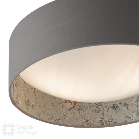 Där Lighting English Heritage Birch 2 Light Flush Taupe And Multi Coloured