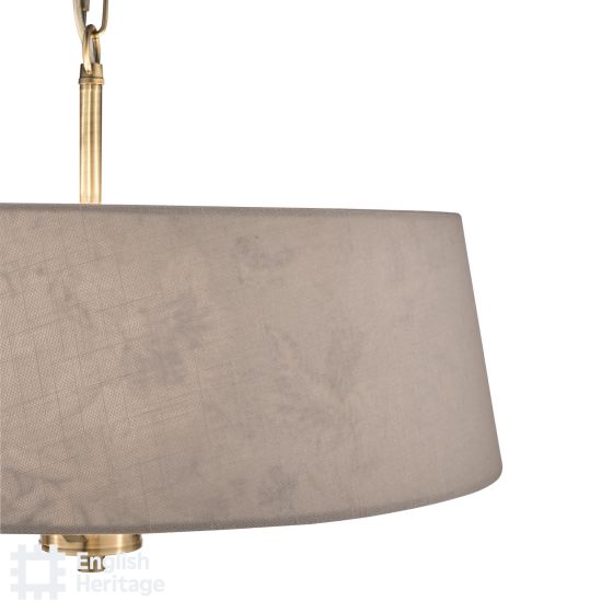 Där Lighting English Heritage Birch 4 Light Shadelier Antique Brass And Taupe With Shade