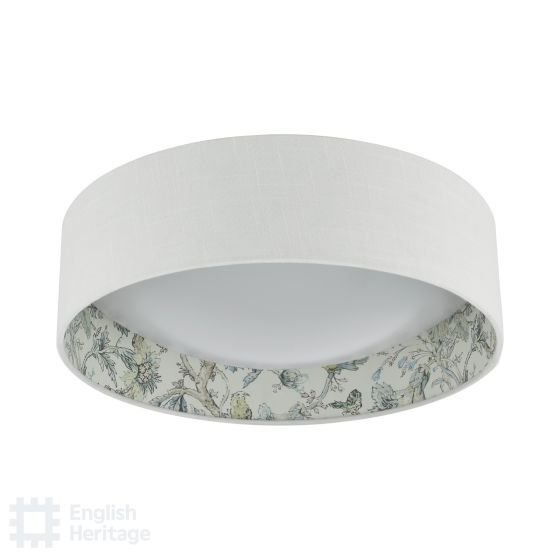 Där Lighting English Heritage Delft 2 Light Flush Ivory And Multi Coloured
