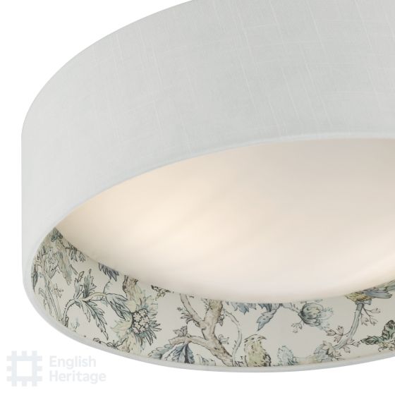 Där Lighting English Heritage Delft 2 Light Flush Ivory And Multi Coloured