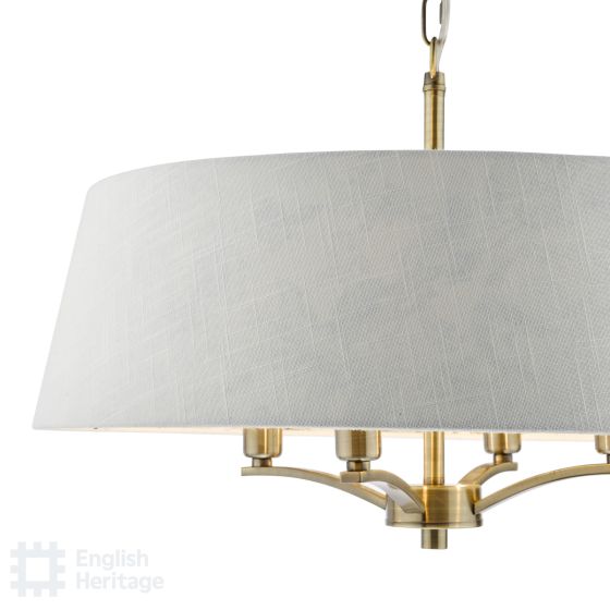 Där Lighting English Heritage Delft 4 Light Shadelier Antique Brass And Ivory With Shade