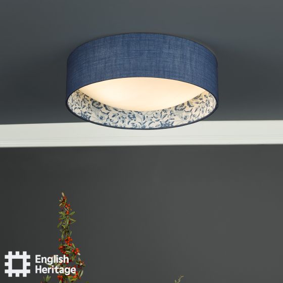 Där Lighting English Heritage Down House 2 Light Flush Blue And Multi Coloured