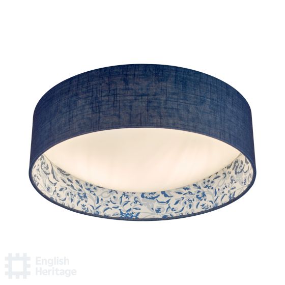 där lighting English Heritage Down House 2 Light Flush Blue and Multi Coloured