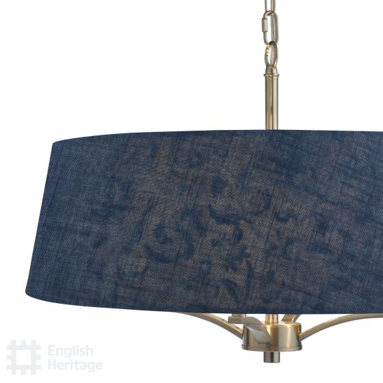 Där Lighting English Heritage Down House 4 Light Shadelier Satin Chrome And Blue With Shade